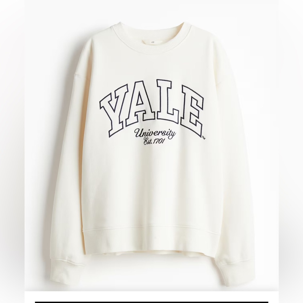 H&M SWEATSHIRT WITH MOTIF Yale University Cream